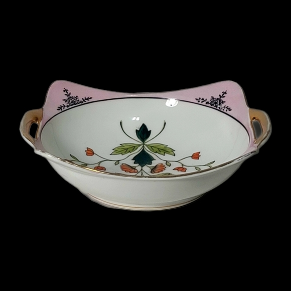 Vintage Noritake Bowl Dish Pink Luster Square MCM Springtime Florals - Picture 5 of 6